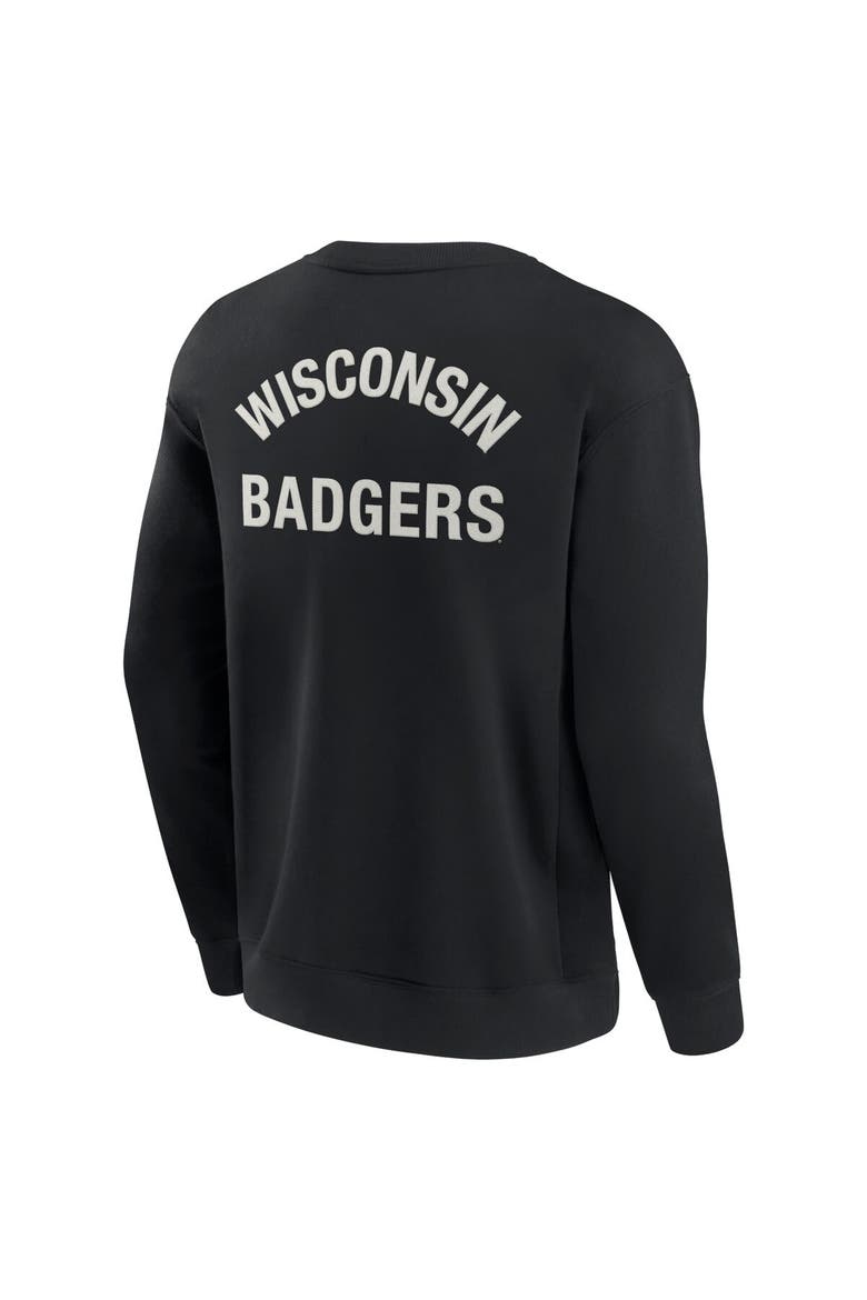 Unisex Fanatics Signature Black Wisconsin Badgers Super Soft Pullover Crew Sweatshirt, Alternate, color, Black
