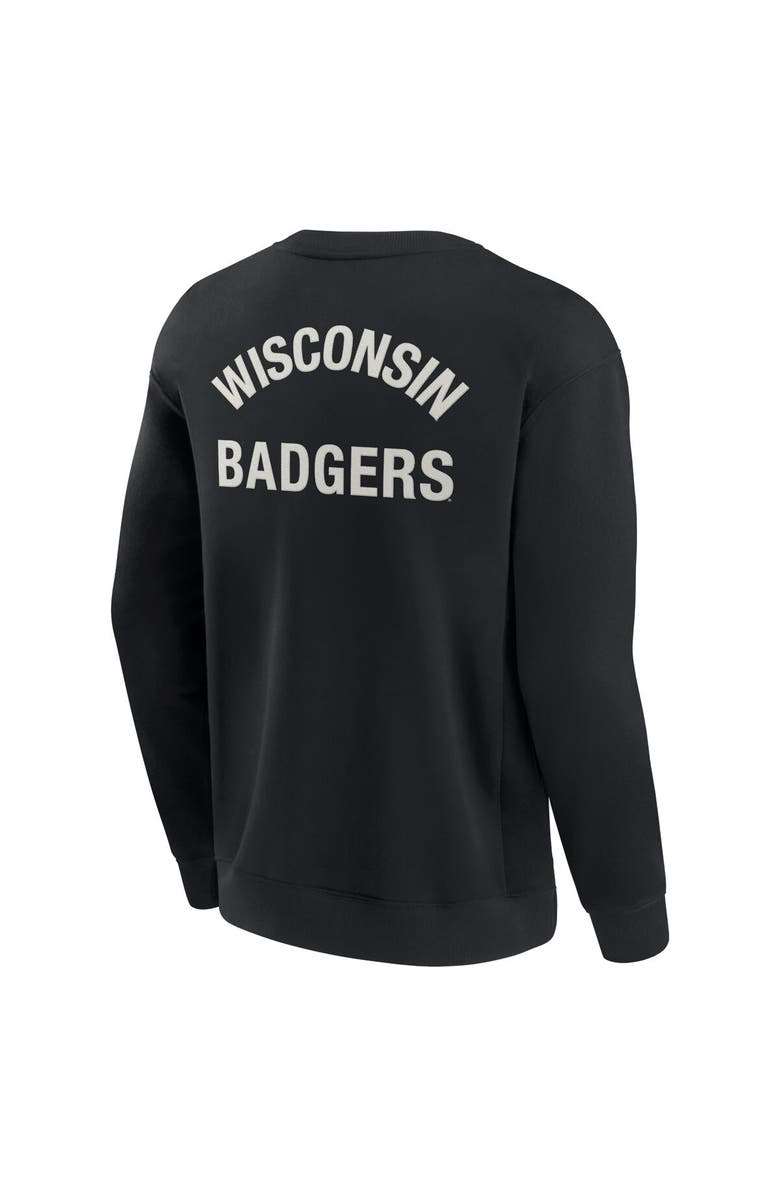 Fanatics Signature Unisex Fanatics Signature Black Wisconsin Badgers Super Soft Pullover Crew Sweatshirt, Alternate, color, Black