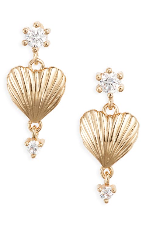 Tides Cubic Zirconia Shell Heart Drop Earrings