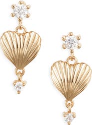 Child of Wild Tides Cubic Zirconia Shell Heart Drop Earrings