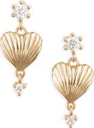 Child of Wild Tides Cubic Zirconia Shell Heart Drop Earrings