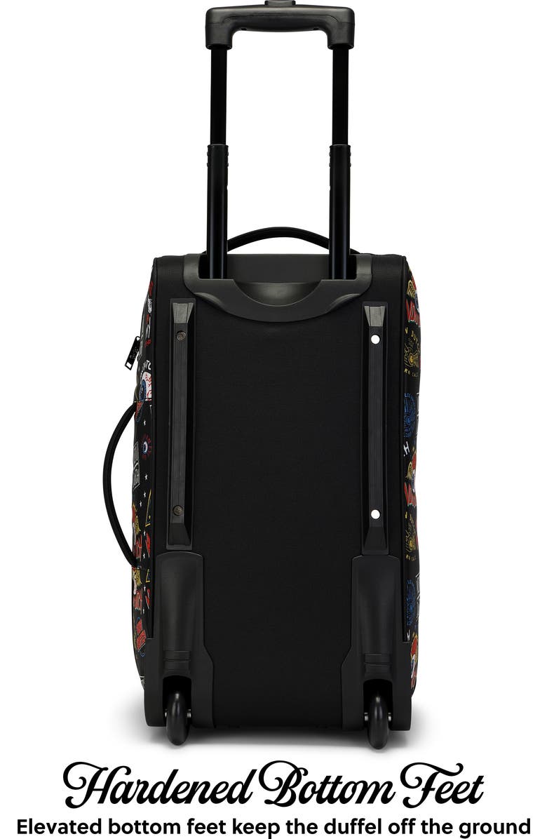 Von Dutch Jax Black Rolling Travel Duffel Bag with Inline Skate Wheels, Alternate, color, Jax Black