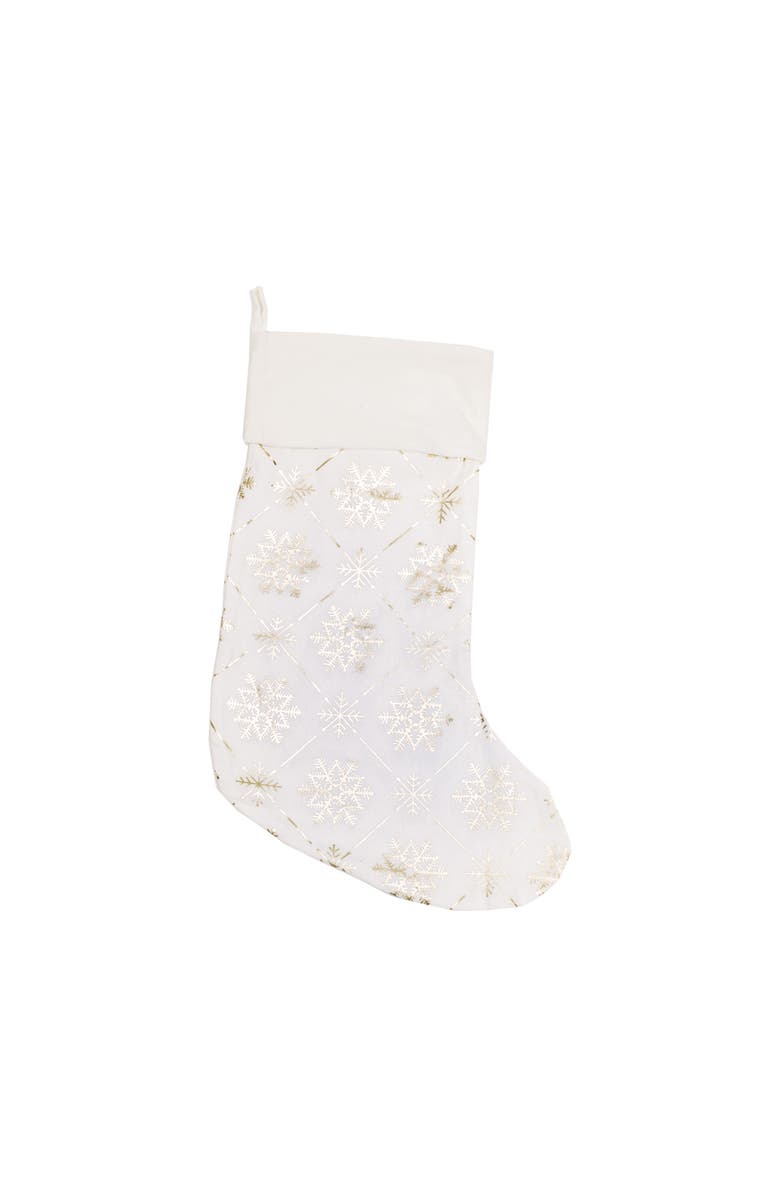 C&F Home 20" White & Gold Foil Snowflakes Hanging Large Christmas XMAS Stocking, Main, color, Gold