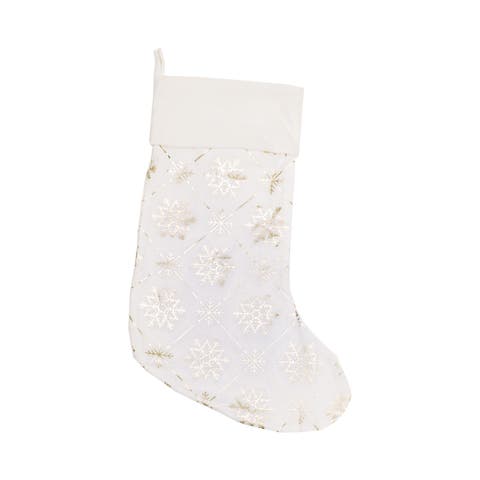 20" White & Gold Foil Snowflakes Hanging Large Christmas XMAS Stocking
