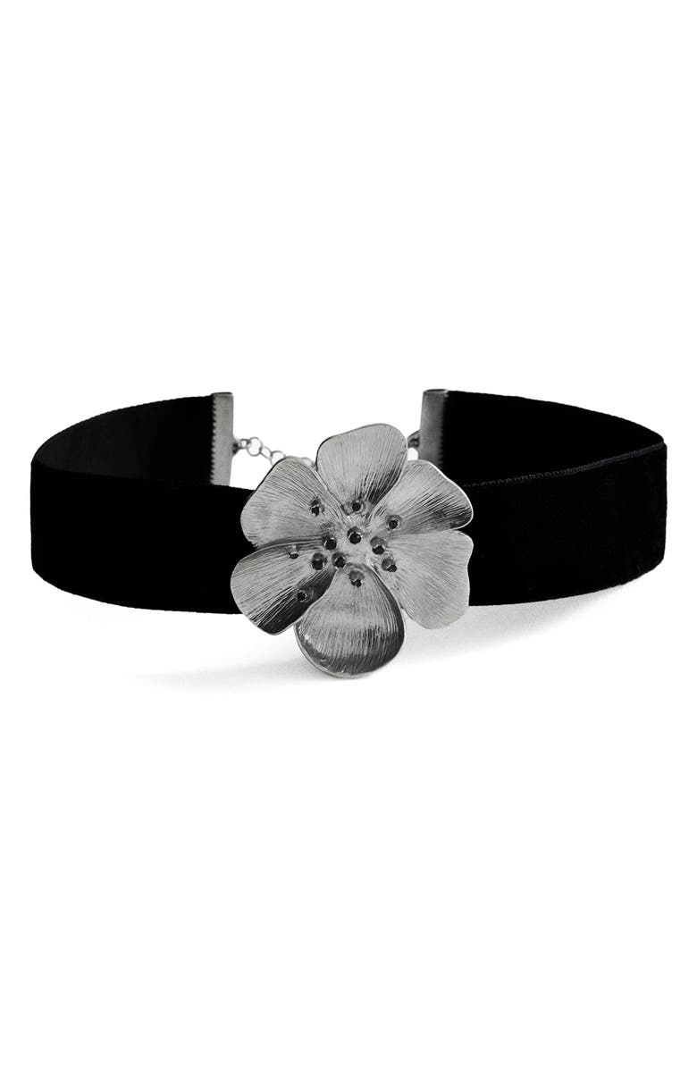 MANGO Crystal Flower Choker Necklace, Main, color,