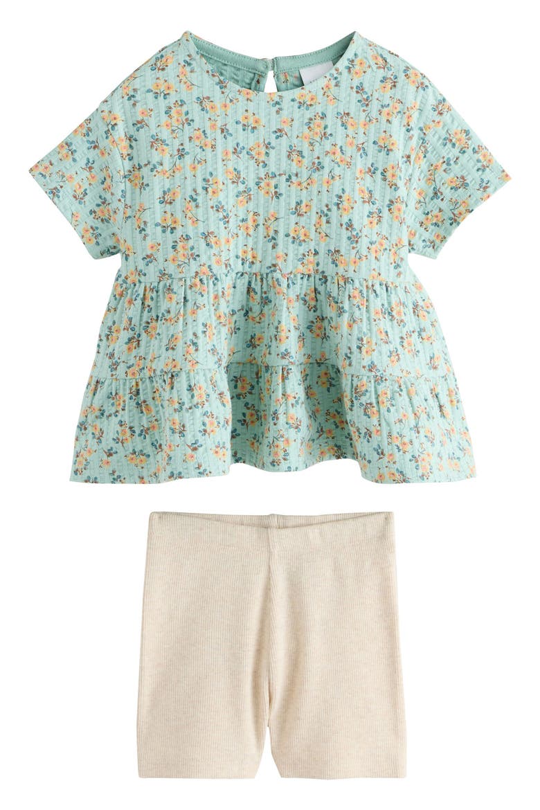 Peplum Top & Shorts, Main, color, BLUE