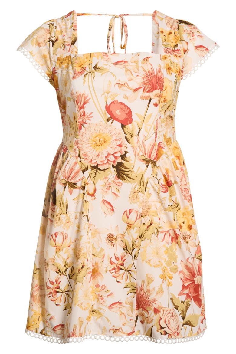 Zury Floral Stretch Cotton Sundress, Alternate, color, CORAL-MULT