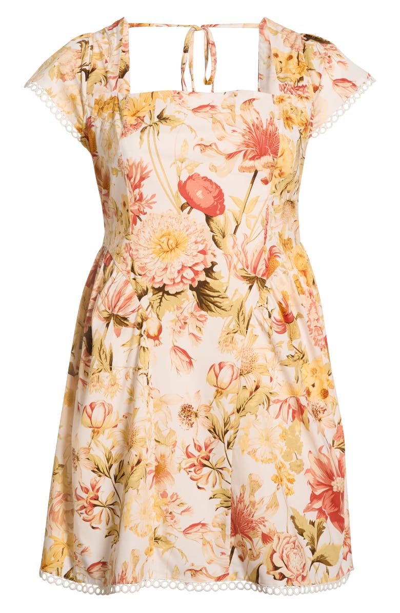 SUGARLIPS Zury Floral Stretch Cotton Sundress, Alternate, color, Coral-Mult