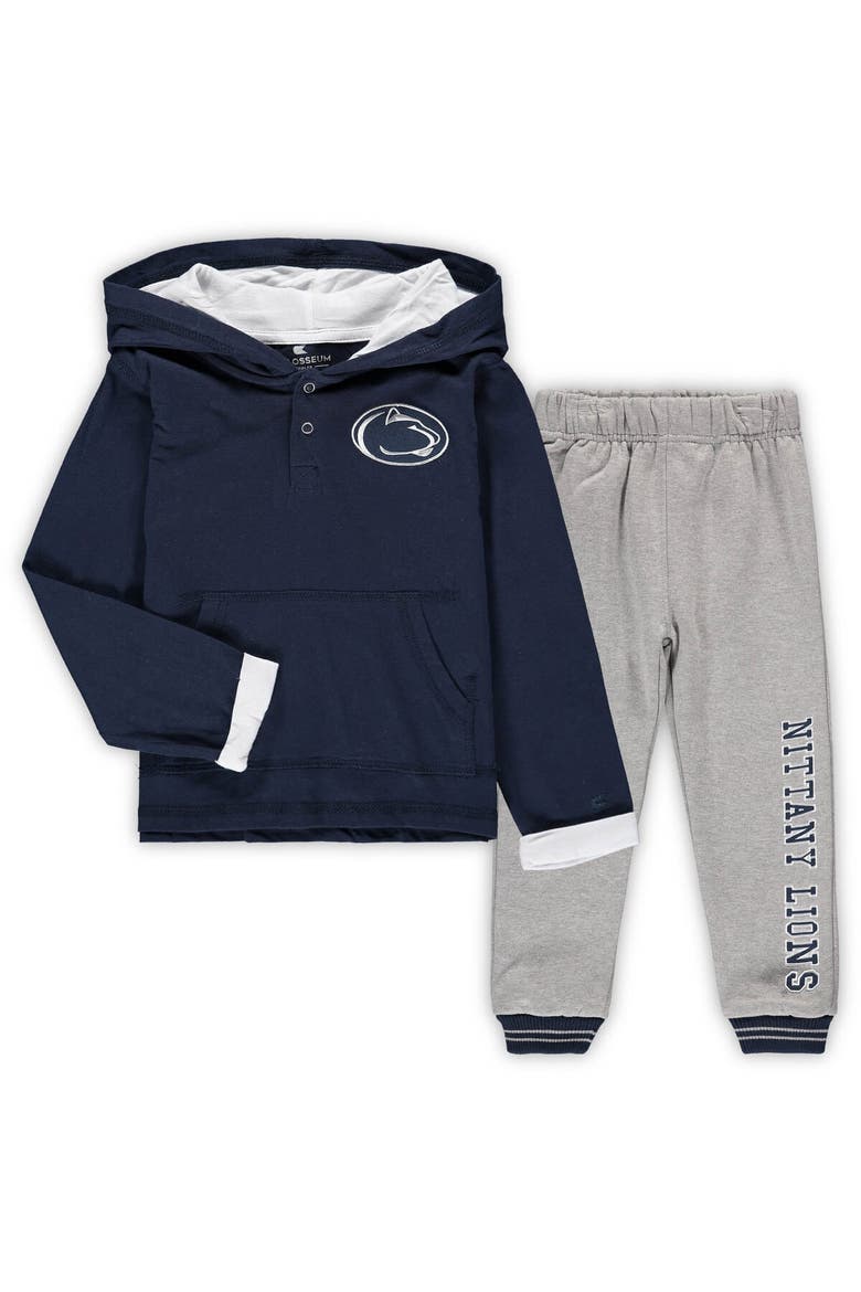 Toddler Colosseum Navy/Heathered Gray Penn State Nittany Lions Poppies Hoodie and Sweatpants Set, Alternate, color, Navy