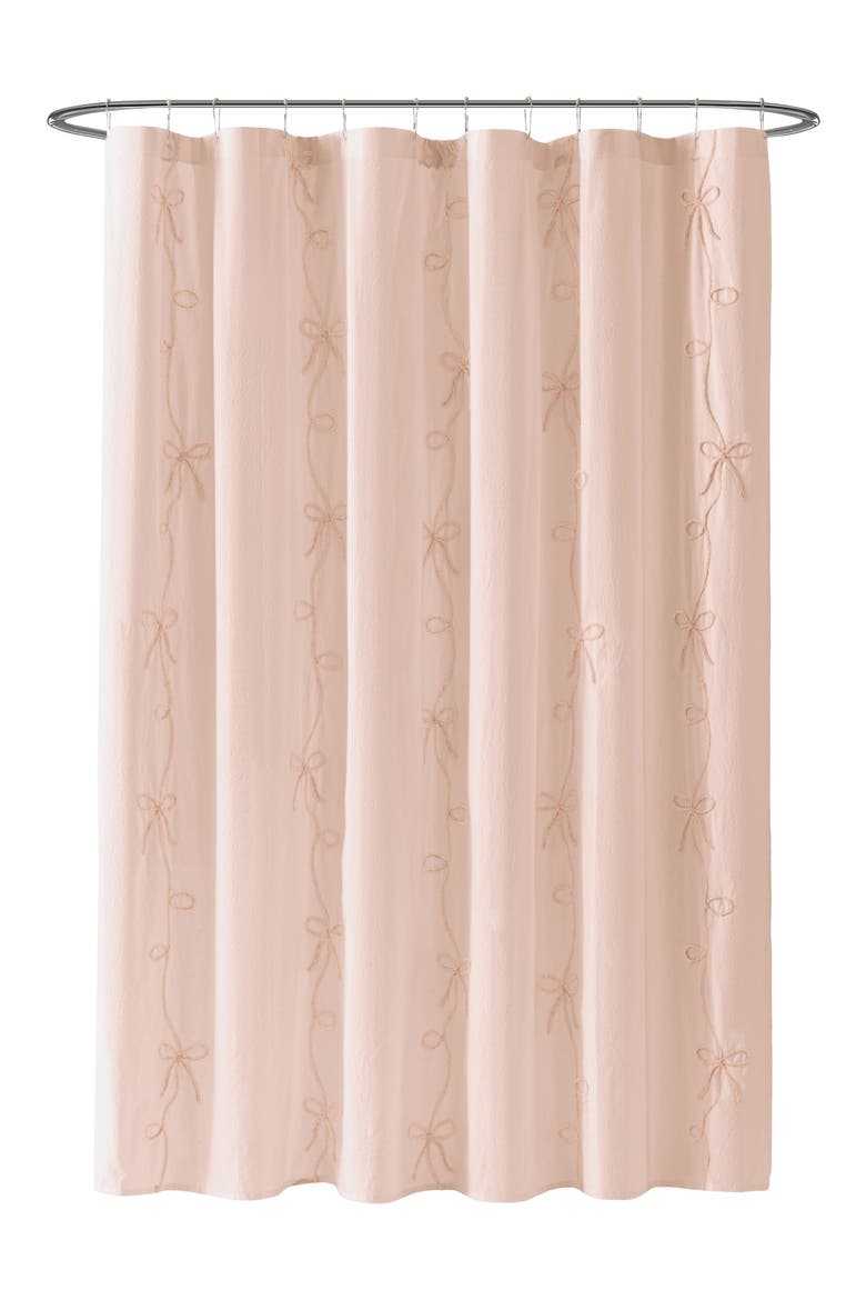 Sasha Bows Shower Curtain, Main, color, BLUSH