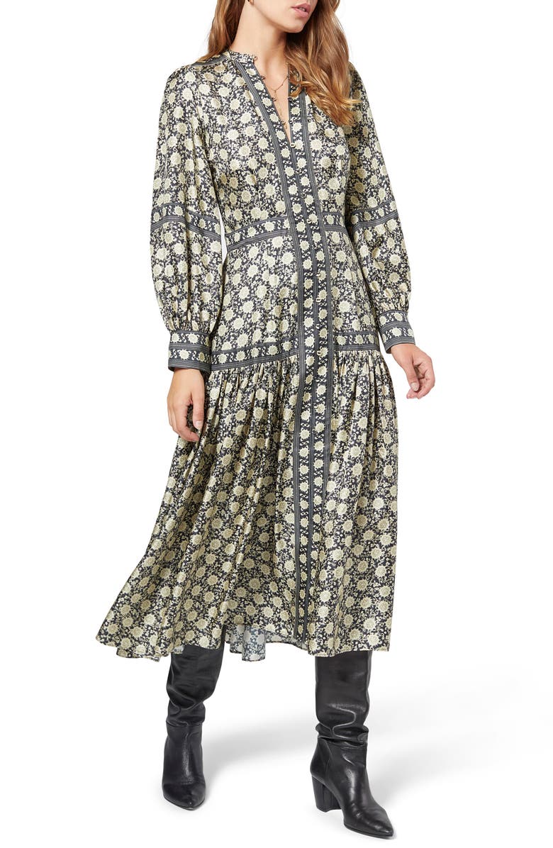 Joie Seesila Long Sleeve Silk Maxi Dress, Alternate, color, 