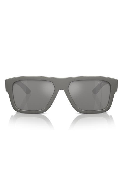 Prada Linea Rossa 56mm Square Sunglasses in Grey Silver 