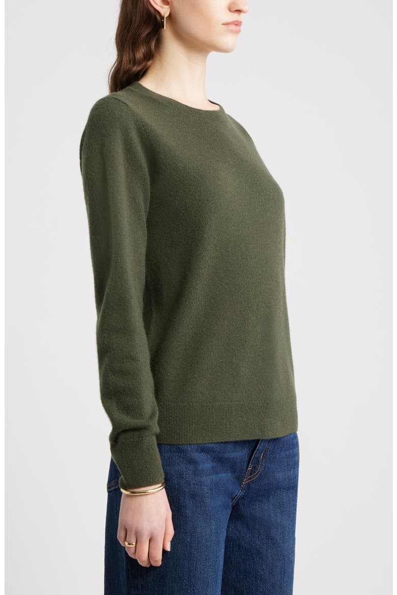 Cashmere Crewneck Sweater, Alternate, color, GREEN DUFFEL