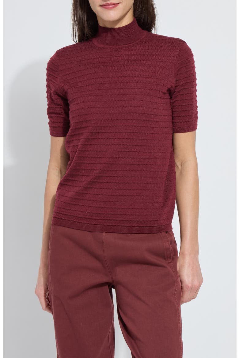 Lottie Mock Neck Short Sleeve Sweater, Main, color, BRNT MAH