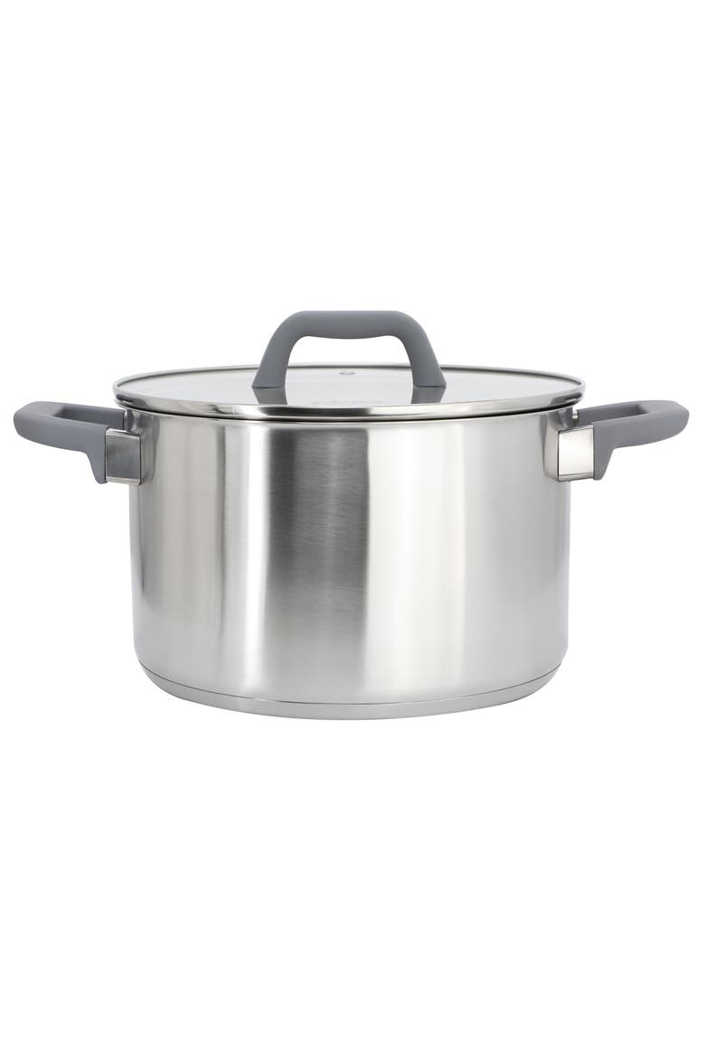 6.5 Quart Brushed Stainless Steel Stock Pot with Lid, Main, color, Silver