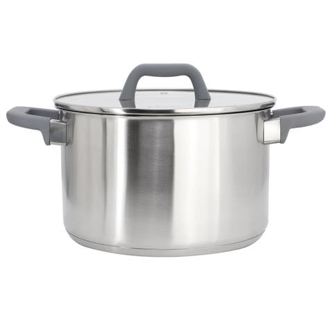 6.5 Quart Brushed Stainless Steel Stock Pot with Lid