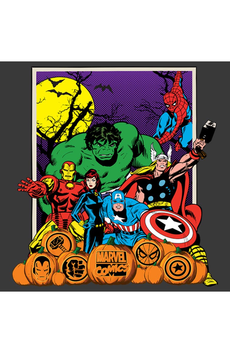 Marvel Boy's Marvel Halloween Avengers Scene Graphic T-Shirt, Alternate, color, Charcoal Heather
