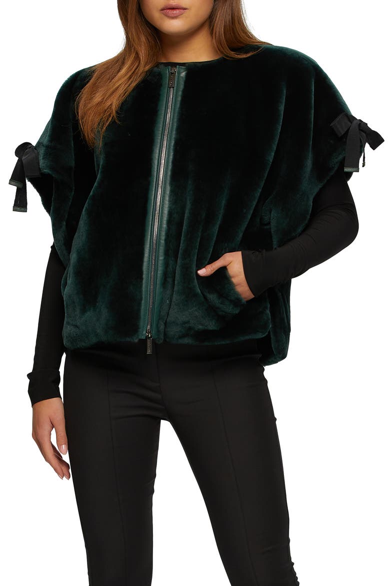 Genuine Shearling Jacket, Short Sleeve, Main, color, EMERALD