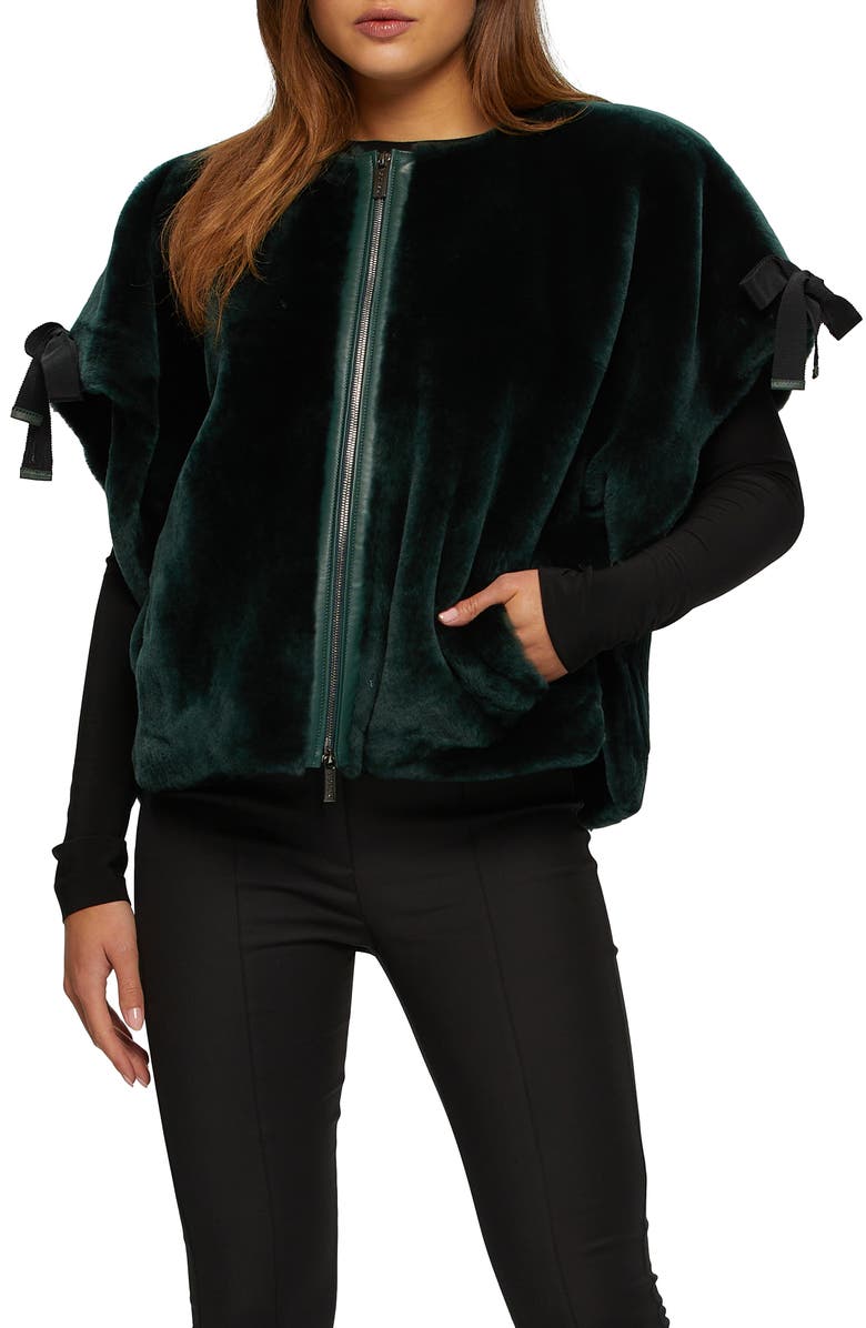 GORSKI Genuine Shearling Jacket, Short Sleeve, Main, color, Emerald