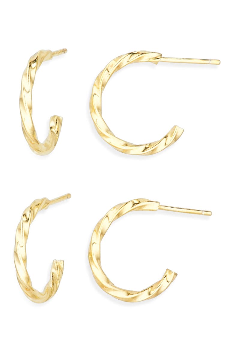 2-Pack Twisted Hoop Earrings, Main, color, GOLD