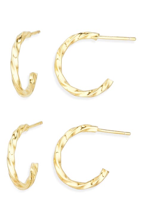 2-Pack Twisted Hoop Earrings
