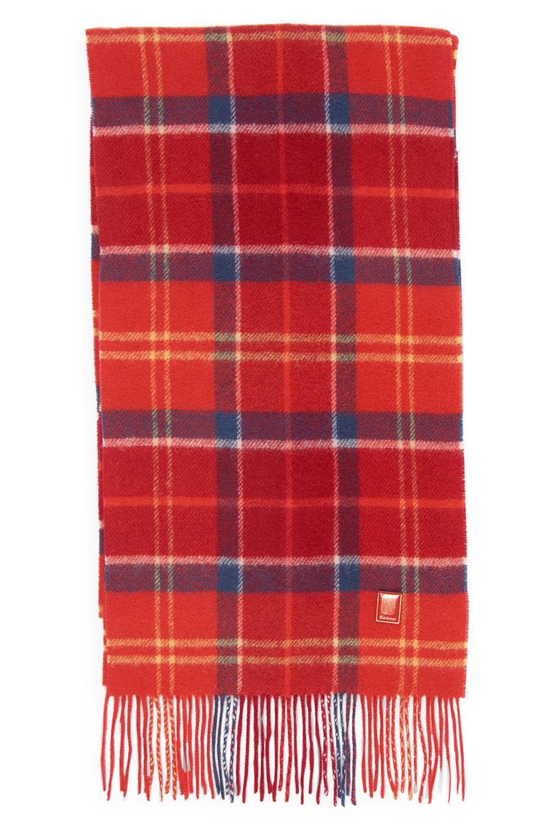 Tig Plaid Lambswool Scarf, Alternate, color, RED