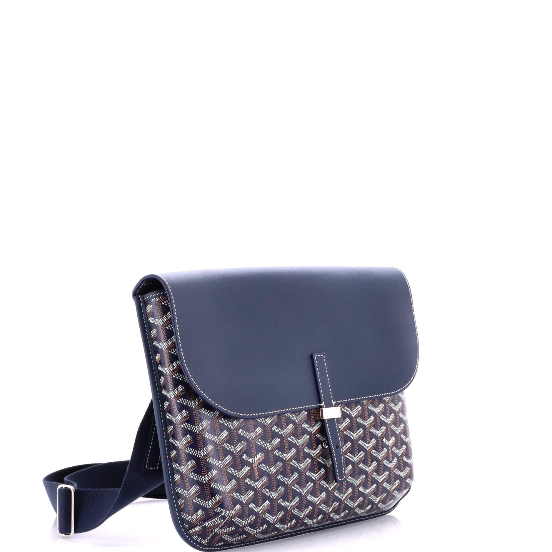 Pre-Owned Goyard Coursier Messenger Bag Coated Canvas and Leather, Alternate, color, Blue