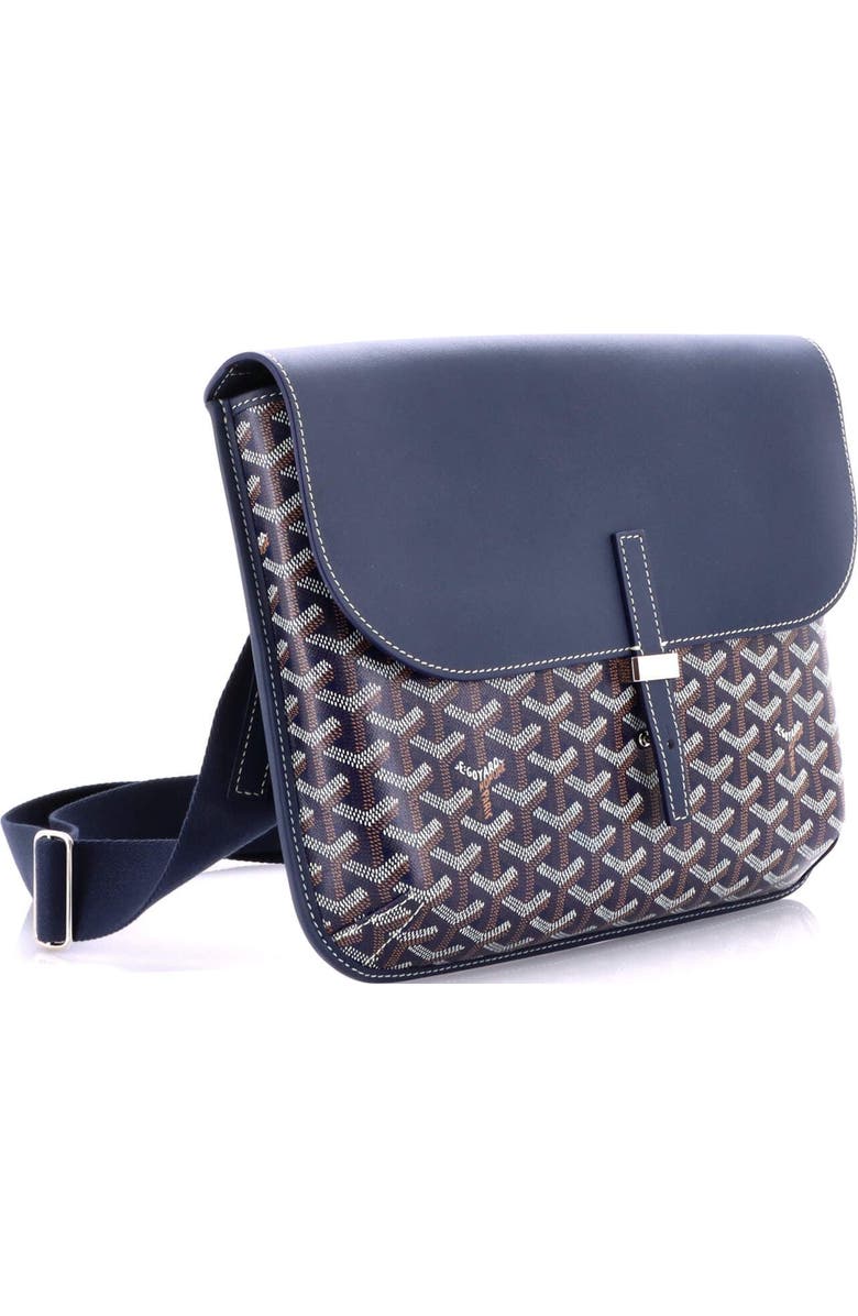 Pre-Owned Goyard Coursier Messenger Bag Coated Canvas and Leather, Alternate, color, Blue