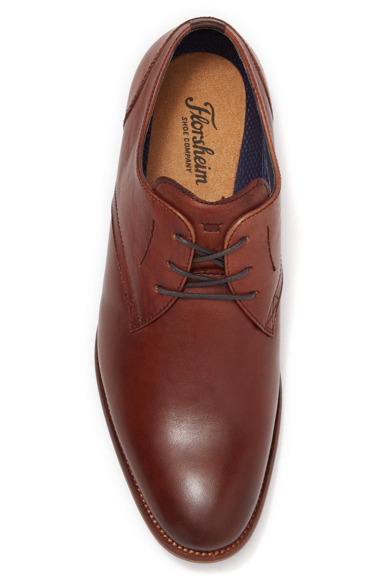Florsheim Fermo Plain Toe Leather Derby, Alternate, color, Cognac