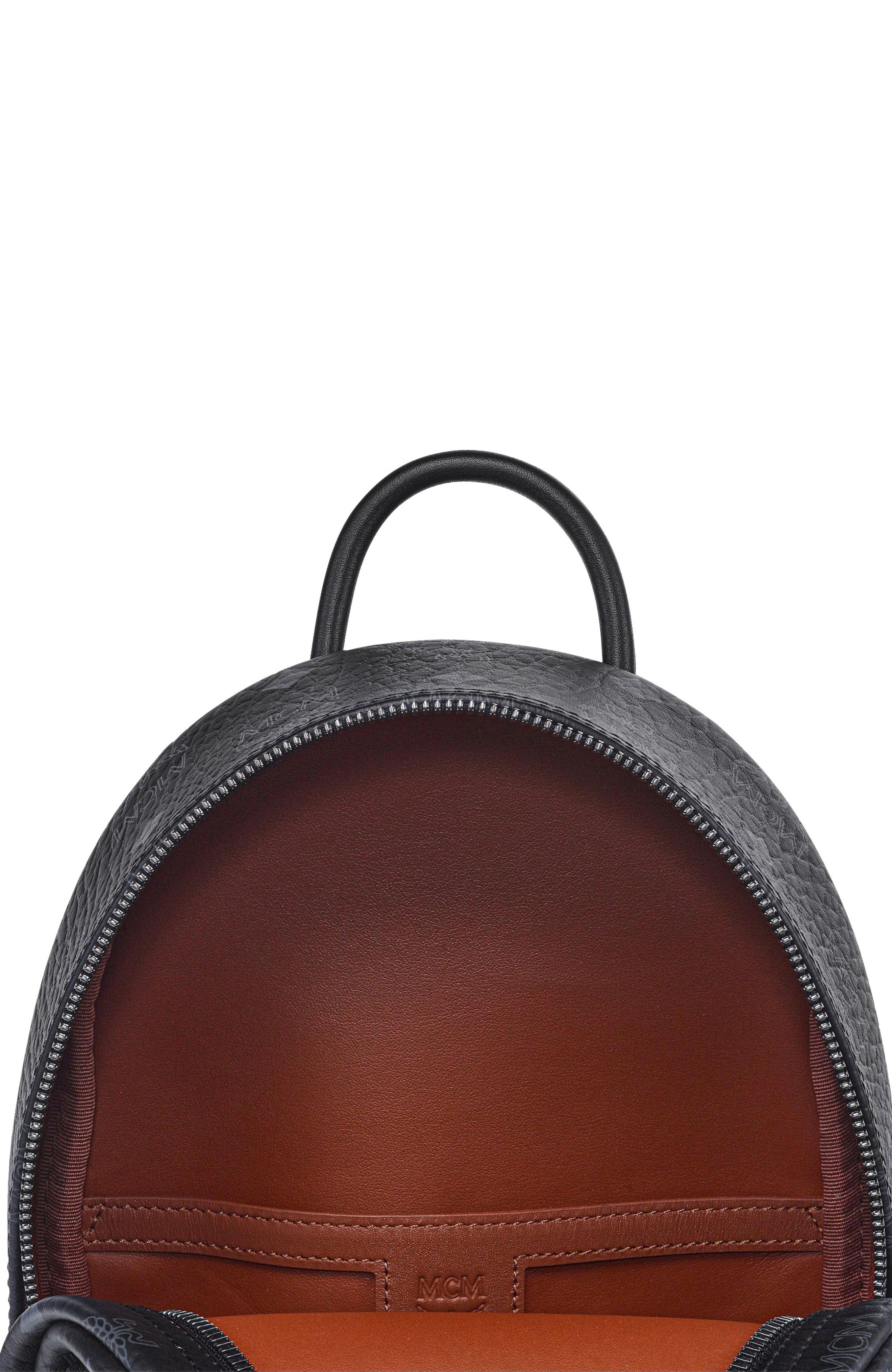 MCM Stark Side Studs Backpack in Visetos, Alternate, color, Black