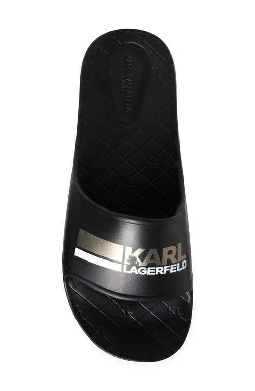 Karl Lagerfeld Paris Stripe Logo Pool Slide In Black