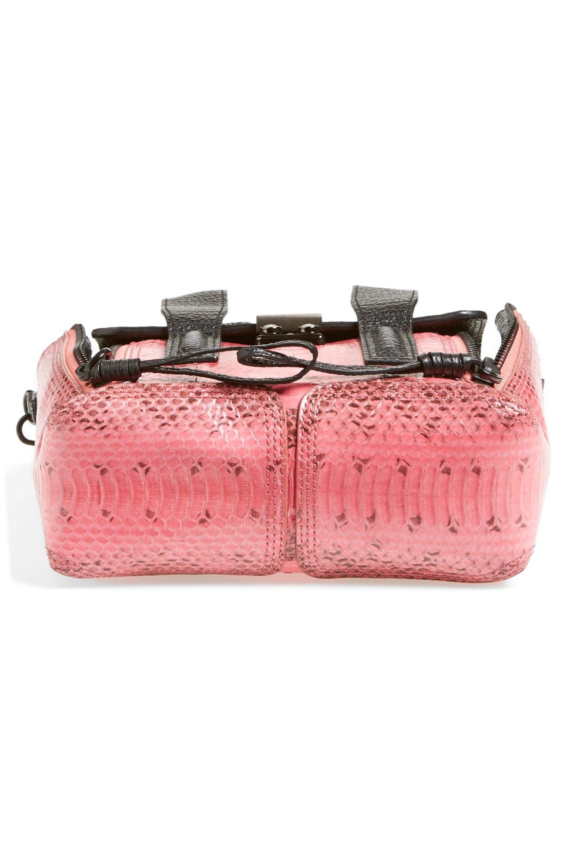 'Pashli Mini' Leather & Genuine Snakeskin Satchel, Alternate, color, HOT PINK/ BLACK
