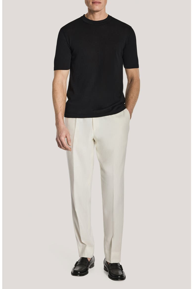 Wellington Cotton & Silk Crewneck T-Shirt, Alternate, color, BLACK