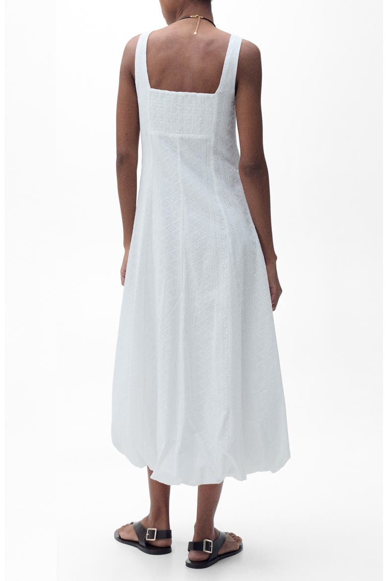 Embroidered Bubble Hem Sleeveless Midi Dress, Alternate, color, WHITE