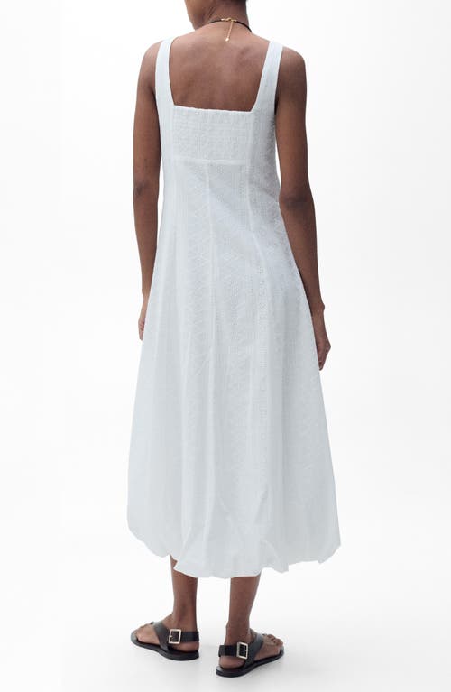 Mango Embroidered Bubble Hem Sleeveless Midi Dress