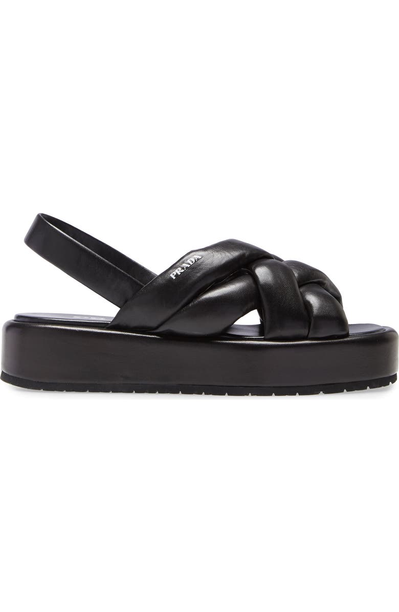 Prada Woven Slingback Platform Sandal, Alternate, color,
