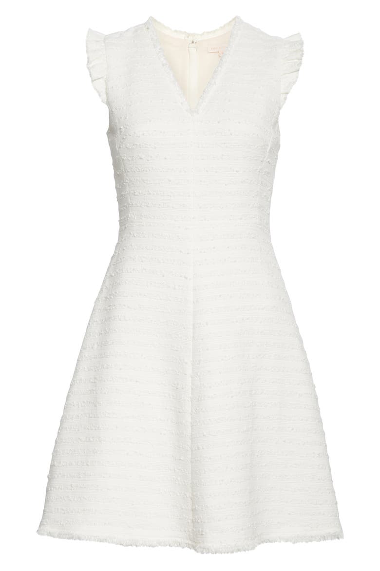 Tweed Stripe Sleeveless Fit & Flare Dress, Alternate, color, SNOW