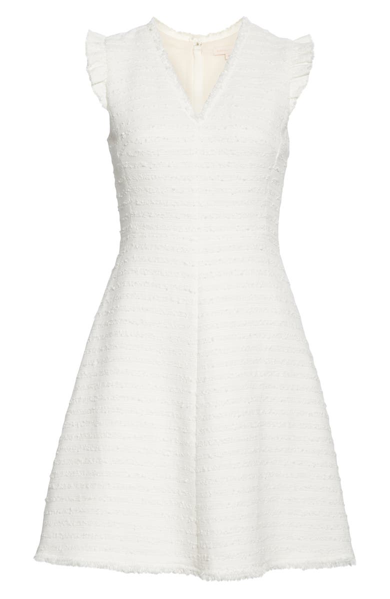 Rebecca Taylor Tweed Stripe Sleeveless Fit & Flare Dress, Alternate, color, 