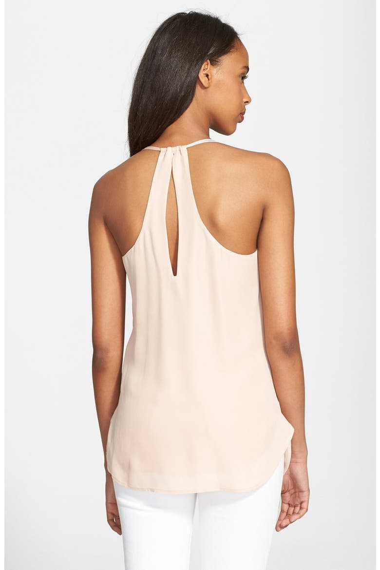 Cowl Neck Silk Racerback Tank, Alternate, color, BLUSH