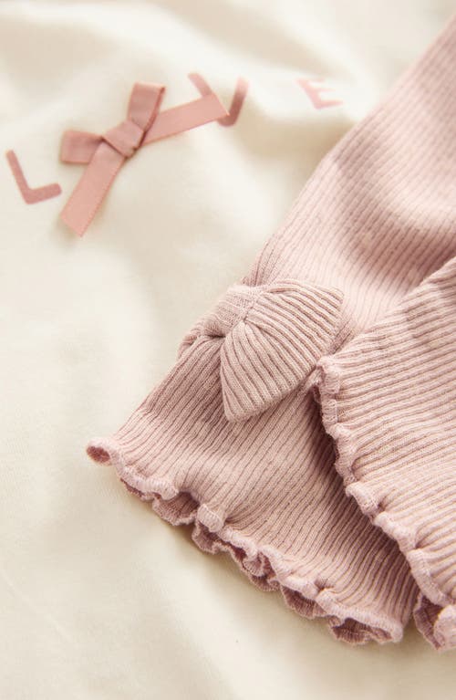 Next Ruffle Top, Faux Fur Vest & Bow Leggings Set In Pink