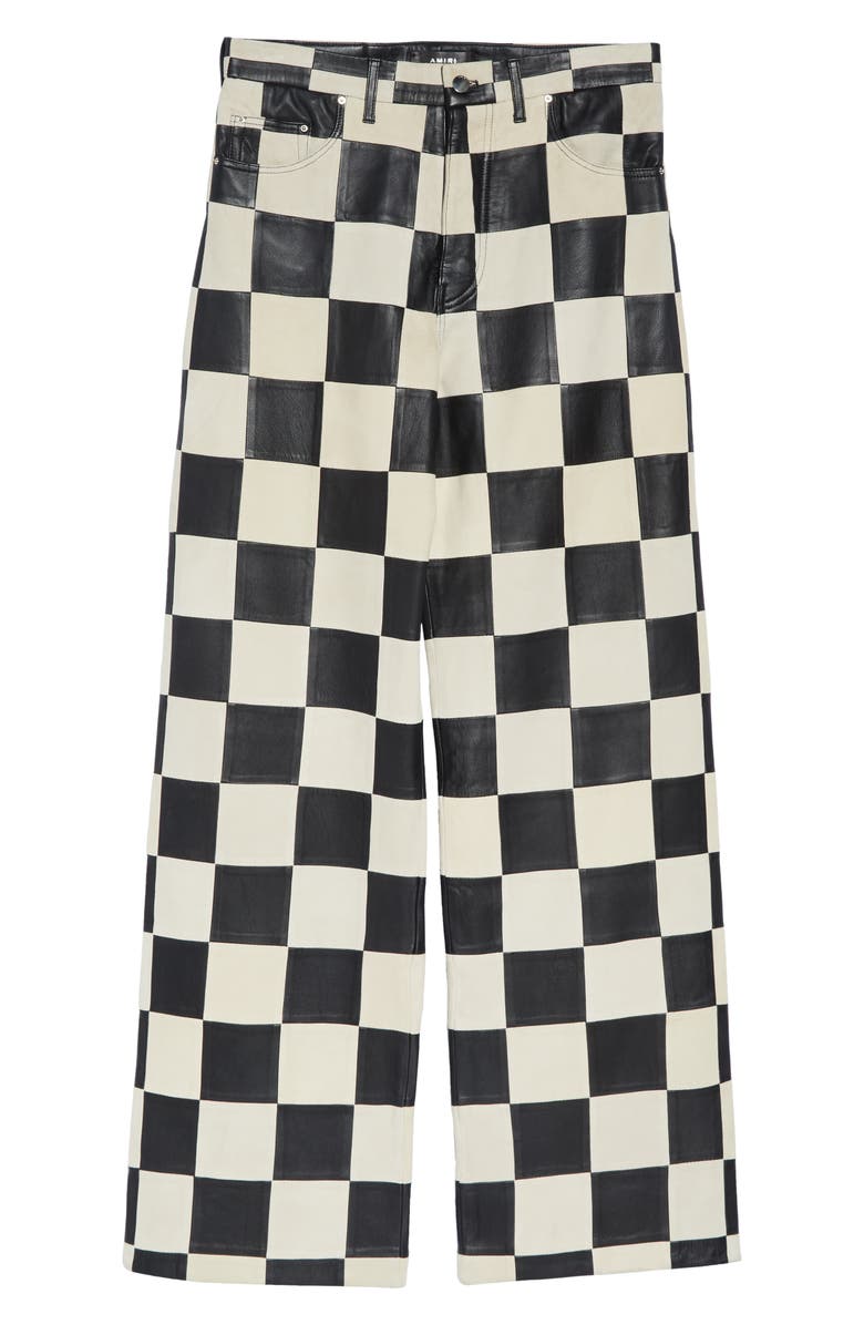 AMIRI Baggy Checkerboard Leather Pants, Main, color, 