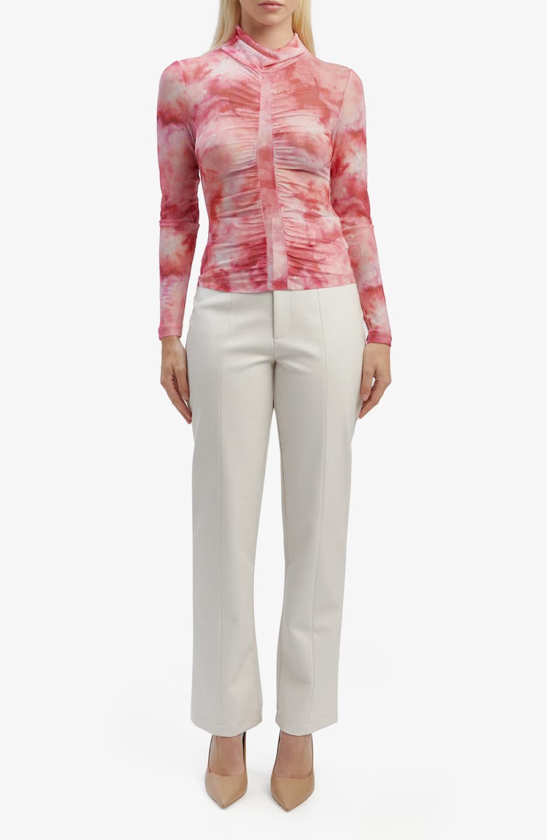 Bardot Trista Ruched Tie Dye Mesh Top, Alternate, color, 