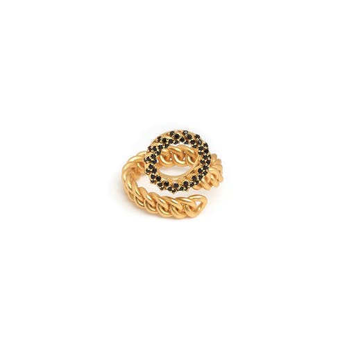 Zarux Circle Twist Cuban Ring In Gold