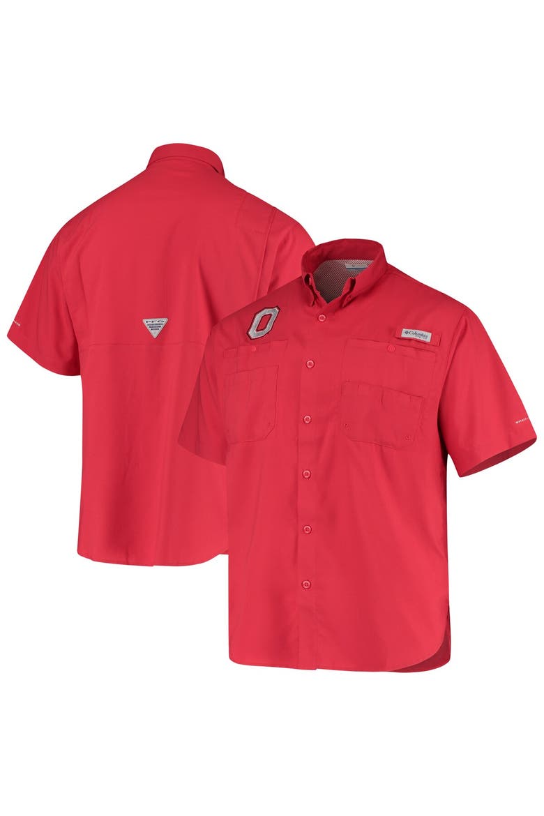 Men's Columbia Scarlet Ohio State Buckeyes Tamiami Omni-Shade Button-Down Shirt, Main, color, Scarlet