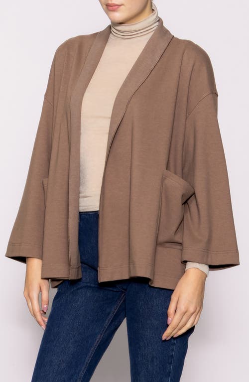 Melloday Shawl Collar Double Knit Jacket In Brown