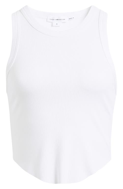 Good American Lightweight Crop Stretch Cotton Rib Racer Tank