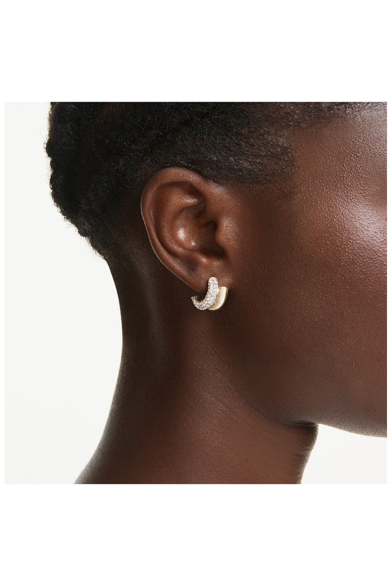 Dextera Front/Back Hoop Earrings, Alternate, color, WHITE/ GOLD