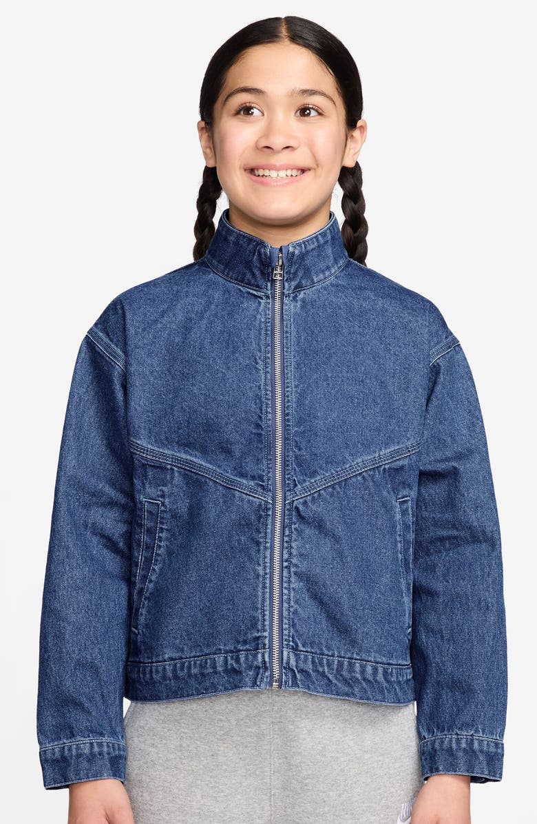 Nike Kids' Windrunner Denim Jacket, Main, color, Mystic Navy/ Coastal Blue
