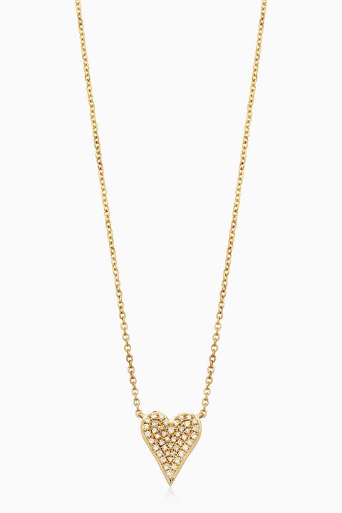 14K Yellow Gold Radiant Diamond Heart Pendant Necklace