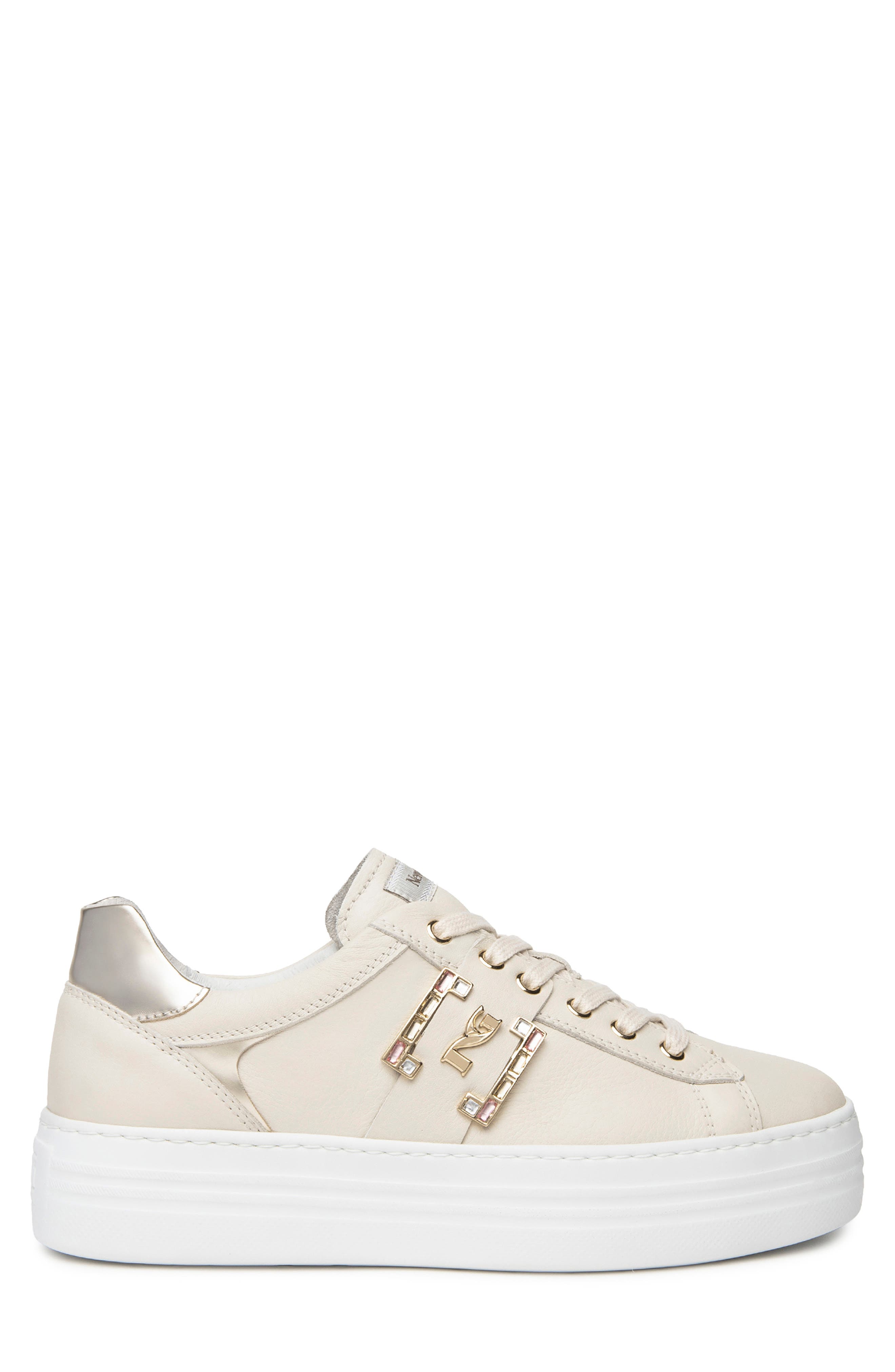 NeroGiardini Jewel Logo Platform Sneaker, Alternate, color, Beige/Khaki